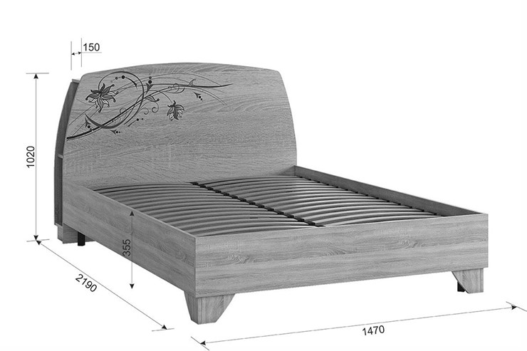 Кровать полутороспальная Виктория-1 1.4, Дуб крафт золотой в Первоуральске - изображение 3
