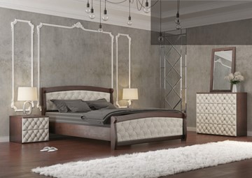 Двуспальная кровать Магнат 160*190 с основанием, мягкие спинки в Екатеринбурге