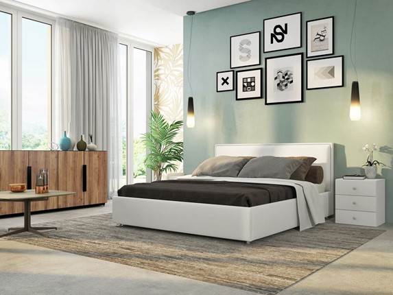 Кровать 2-спальная Нэнси 140х200 с основанием, Ideal 301.кож.зам в Екатеринбурге - изображение
