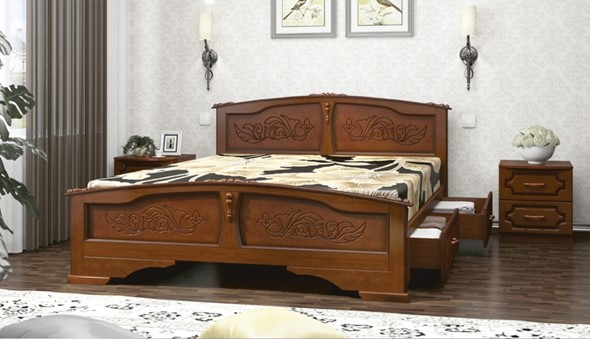 Кровать с выкатными ящиками Елена (Орех) 140х200 в Первоуральске - изображение