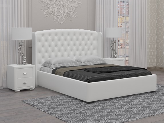 Кровать в спальню Dario Classic 180х200, Экокожа (Белый) в Кушве - изображение