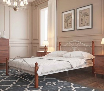Кровать двуспальная Фортуна 1, 1600, белый/махагон в Ирбите