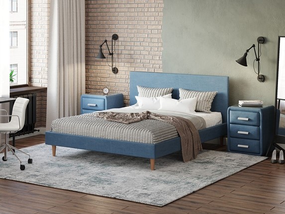 Кровать в спальню Claro 160х200, Рогожка (Тетра Голубой) в Краснотурьинске - изображение