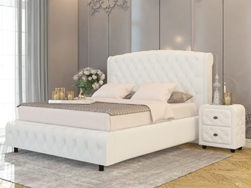 Кровать спальная Salvatore Grand 180x200, Экокожа (Белый) в Первоуральске