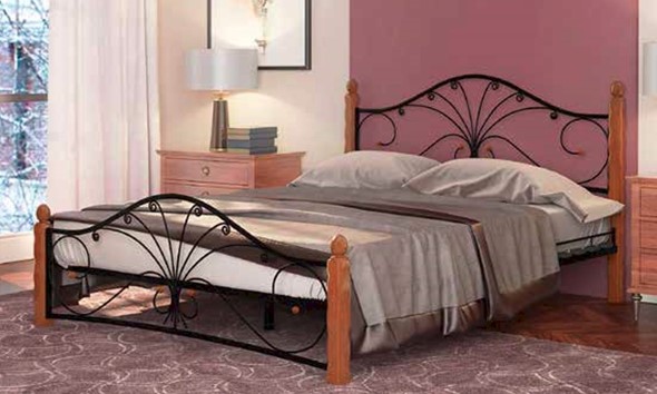 Кровать 1.5-спальная Фортуна 1, 1200, черный/махагон в Красноуфимске - изображение