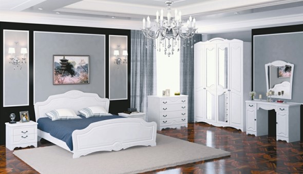 Гарнитур в спальню Лотос (Лак-Белый Жемчуг) в Екатеринбурге - изображение
