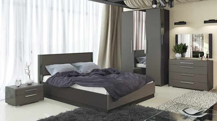 Модульная спальня Наоми №2, цвет Фон серый, Джут в Первоуральске - изображение