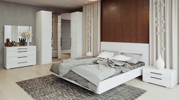 Спальный гарнитур Наоми №4, цвет Белый глянец в Кушве - изображение