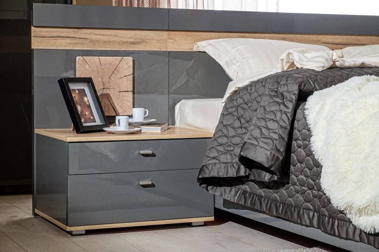 Модульная спальня Фиджи базовый набор, Дуб золотой/Антрацит в Екатеринбурге - изображение 1