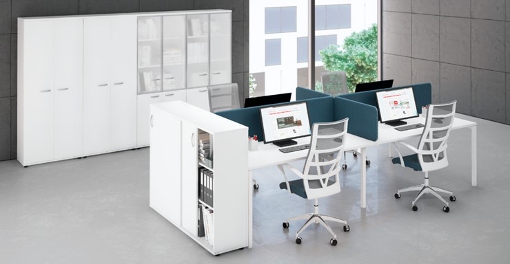 Офисный комплект мебели А4 (металлокаркас DUE) белый премиум / металлокаркас белый в Первоуральске - изображение 1