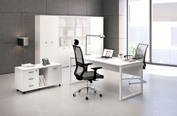 Комплект офисной мебели А4 (металлокаркас QUATTRO) белый премиум / металлокаркас белый в Екатеринбурге - предосмотр 1