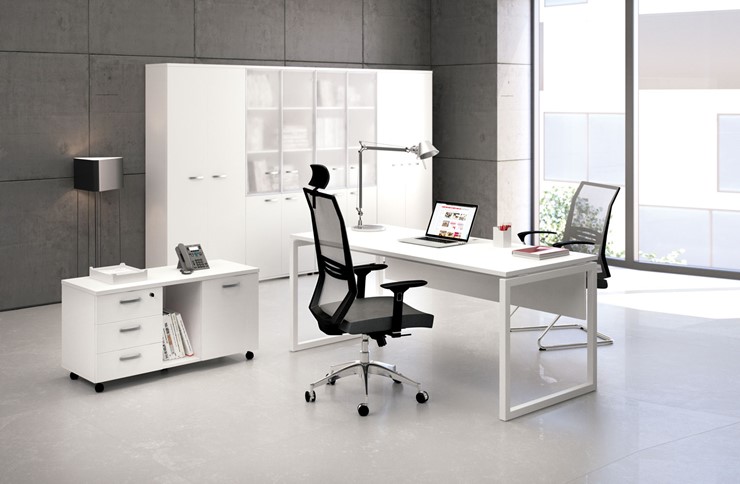 Комплект офисной мебели А4 (металлокаркас QUATTRO) белый премиум / металлокаркас белый в Екатеринбурге - изображение 1