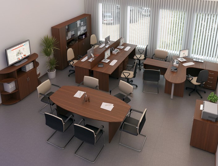 Набор мебели в офис Комфорт (французский орех) в Ревде - изображение 1
