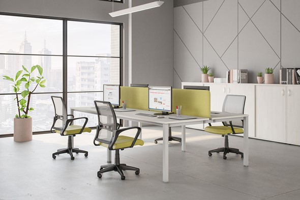 Офисный комплект мебели Комфорт КФ (белый премиум) на белом металокаркасе в Красноуфимске - изображение