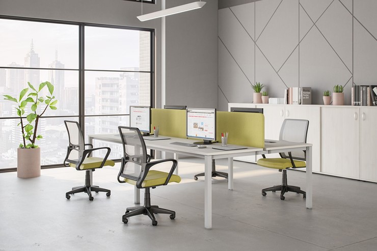 Офисный комплект мебели Комфорт КФ (белый премиум) на белом металокаркасе в Асбесте - изображение