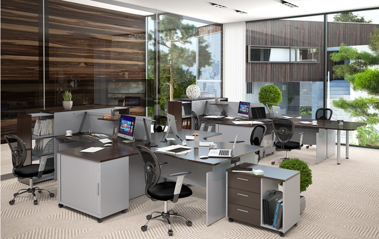 Офисный набор мебели OFFIX-NEW для двух сотрудников и руководителя в Каменске-Уральском - изображение 1