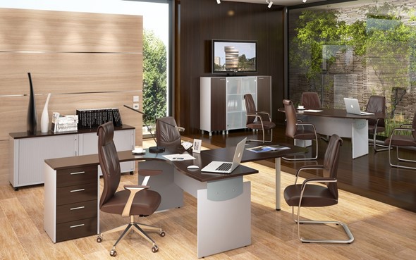 Офисный набор мебели OFFIX-NEW для двух сотрудников и руководителя в Кушве - изображение