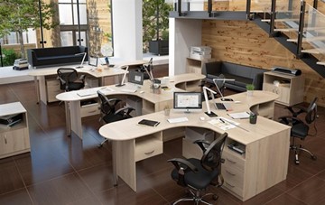 Офисный комплект мебели SIMPLE с эргономичными столами и тумбами в Кушве
