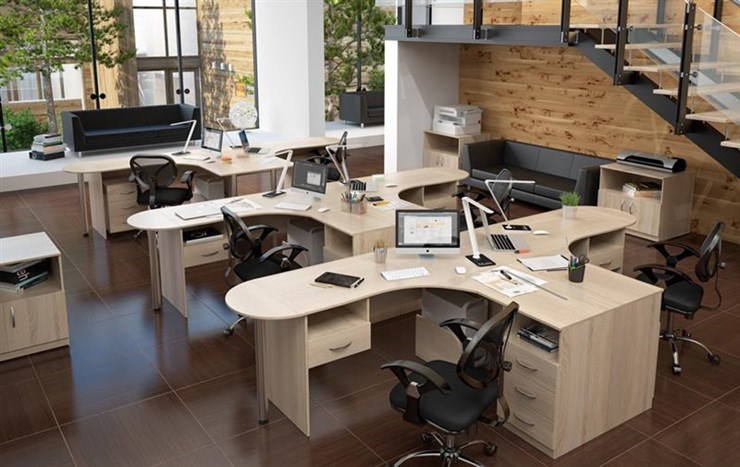 Офисный комплект мебели SIMPLE с эргономичными столами и тумбами в Ревде - изображение