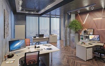 Офисный набор мебели Wave 3, 3 рабочих места и шкафы в Екатеринбурге