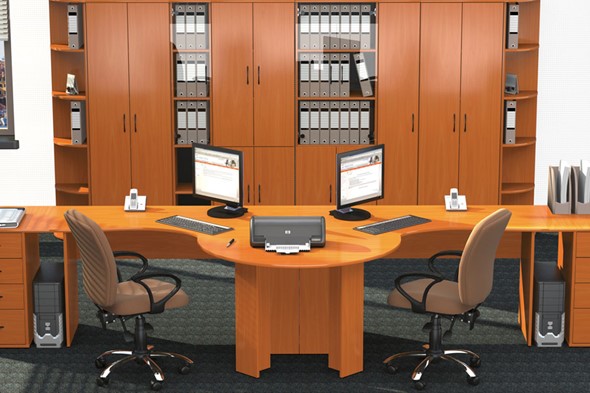 Набор мебели в офис Классик для двух сотрудников с большим шкафом в Кушве - изображение