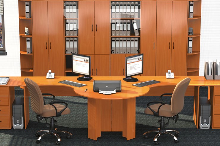Набор мебели в офис Классик для двух сотрудников с большим шкафом в Ревде - изображение
