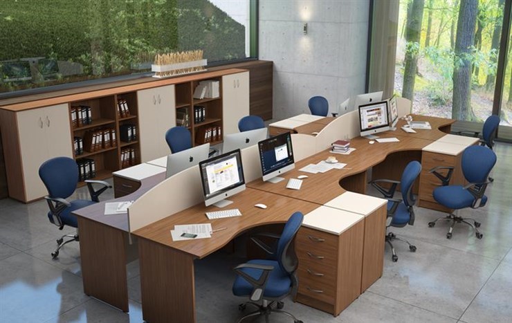 Офисный набор мебели IMAGO - рабочее место, шкафы для документов в Полевском - изображение