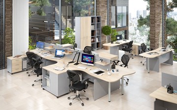 Офисная мебель OFFIX-NEW для 4 сотрудников с двумя шкафами в Кушве
