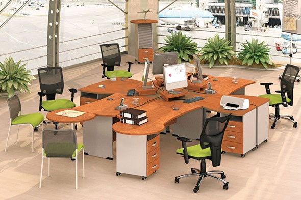 Комплект офисной мебели Boston расстановка крестом" для 4 сотрудников в Краснотурьинске - изображение