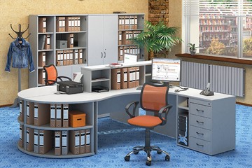Офисный набор мебели Moно-Люкс для 2 сотрудников с большим шкафом и тумбами в Кушве