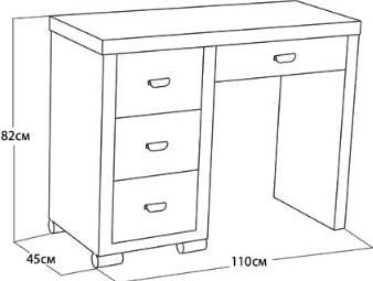 Столик косметический OrmaSoft 2, 4 ящика, левый, экокожа черная в Первоуральске - изображение 1