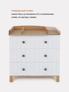 Комод для новорожденных Rant BAMBOO 84см 3 ящ. (арт.108) Cloud white в Екатеринбурге - предосмотр 15