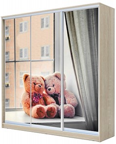 Шкаф детский ХИТ 23-20/2-777-26, Мишки на окне, Дуб Сонома в Екатеринбурге