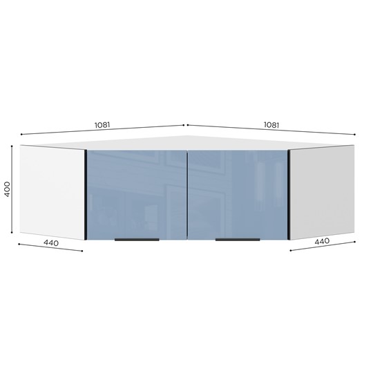 Антресоль углового шкафа 45 гр Урбан ЛД 528.320.000, Белый/Капри Синий в Ирбите - изображение 1