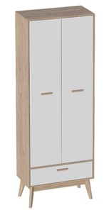Детский шкаф 2-дверный Калгари, Дуб натуральный светлый/Белый в Первоуральске