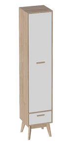 Детский шкаф одностворчатый Калгари, Дуб натуральный светлый/Белый матовый в Ирбите