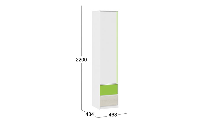Шкаф детский Сканди СМ-386.07.21-20 (Дуб Гарден, Белая, Зеленый) в Ревде - изображение 3
