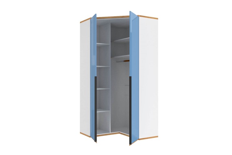 Угловой детский шкаф Урбан 528.060, белый/капри синий в Ревде - изображение 2