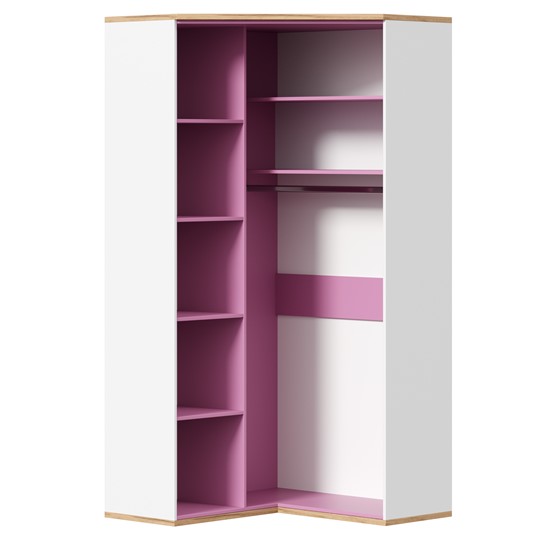 Детский угловой шкаф Урбан 528.060, белый/розовый в Каменске-Уральском - изображение 3