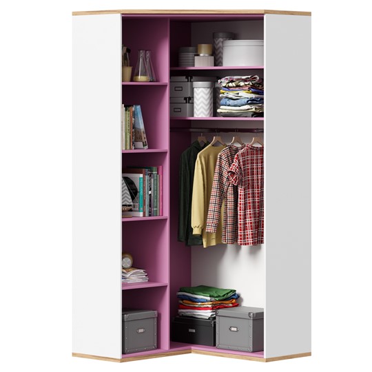 Детский угловой шкаф Урбан 528.060, белый/розовый в Ревде - изображение 4