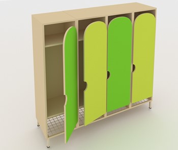 Шкаф детский распашной ШГС4 Беж + Зеленая мамба + Лайм в Кушве