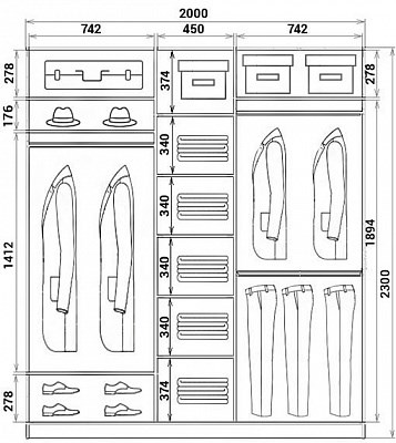 Шкаф 3-дверный ХИТ 24-20-777-12, Корабль, Вариант №1, дуб млечный в Полевском - изображение 2