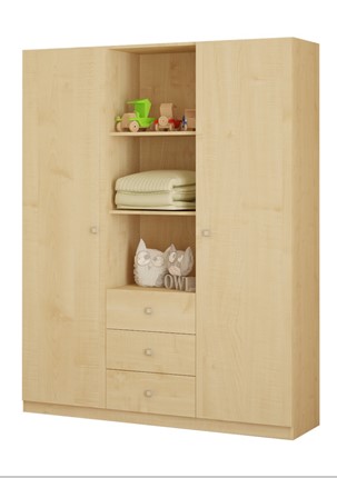 Шкаф с ящиками трехсекционный POLINI Kids Simple Натуральный в Ревде - изображение