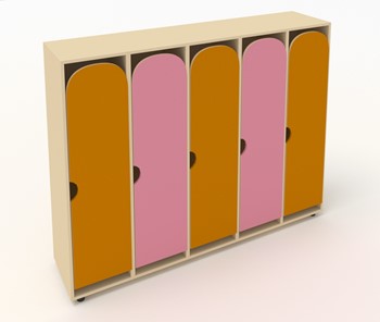 Детский распашной шкаф ШГ5У Беж+Оранжевый+Розовый в Красноуфимске