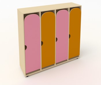 Шкаф детский распашной ШГ4У Беж+Оранжевый+Розовый в Асбесте