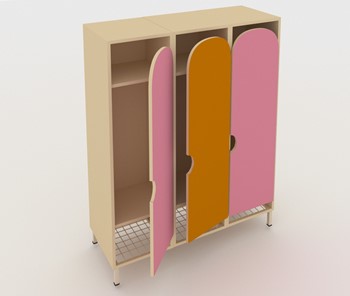 Детский распашной шкаф ШГС3 Беж + Розовый + Оранжевый в Кушве