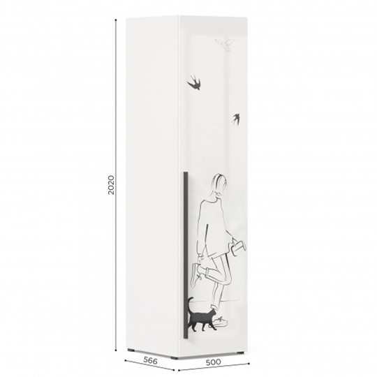 1-створчатый шкаф Джоли Тип 2 ЛД 535.020, Серый шелк в Екатеринбурге - изображение 2