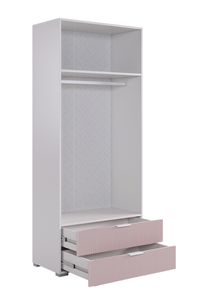Шкаф двухдверный с ящиками Зефир 108.01 (белое дерево/пудра розовая (эмаль)) в Ревде - предосмотр 2