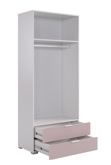 Шкаф двухдверный с ящиками Зефир 108.01 (белое дерево/пудра розовая (эмаль)) в Ревде - изображение 2