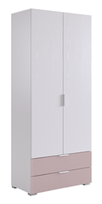 Шкаф двухдверный с ящиками Зефир 108.01 (белое дерево/пудра розовая (эмаль)) в Каменске-Уральском
